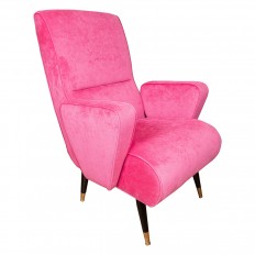 Pair of angular high back armchairs